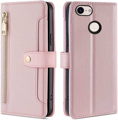 Asuwish Phone Case for Google Pixel 3 XL Wallet Cover and Screen Protector Zipper Leather Credit Card Holder Slot Stand Flip Accessories Protectiv...