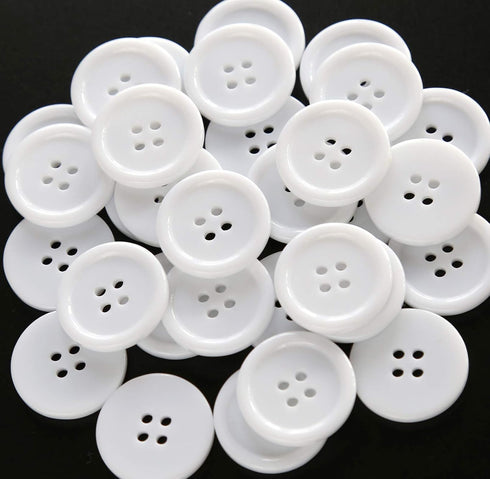 GANSSIA 7/8 Inch (22.5mm) White Button Resin Sewing Buttons for Garment and DIY Craft Scrapbooking Pack of 70 Pcs...