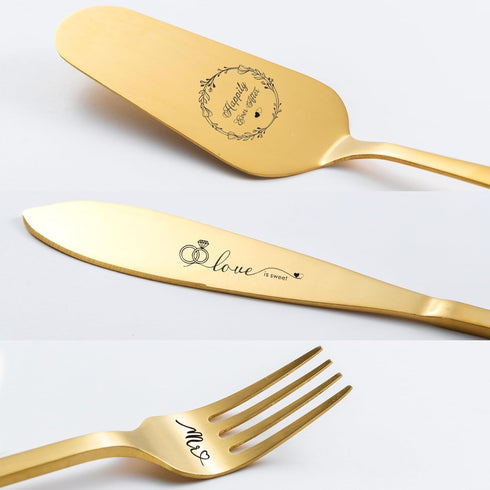 Cake Cutting Set for Wedding, Wedding Cake Knife and Server Set for Birthday, Bridal Shower Gifts (Gold)...