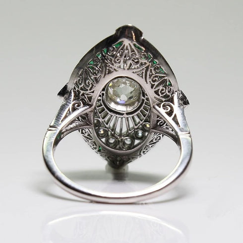 Vsoruln Evil Eye Rings 925 Sterling Silver Emerald Ring Cocktail Rings Anillos Para Mujer Oval Cut Green Gem Cubic Zirconia Promise Ring CZ Eterni...