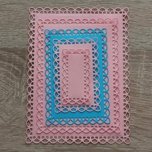 Nested Stitched Scallop Rectangle Frame Cutting Dies,DIY Scrapbooking Artist Metal Cutting Dies Stencils DIY Etched Dies Craft Paper Card Making S...
