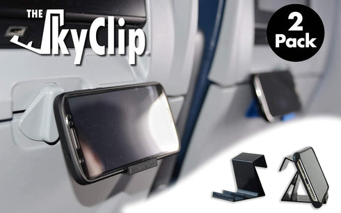 Airplane Cell Phone Back of Seat Inflight Tray Table Clip and Sturdy Phone Stand, Compatible with iPhone, Android, Tablets, and Readers, Travel Mu...
