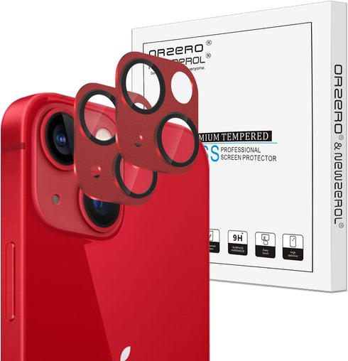 Orzero (2 Pack) Camera Lens Protector Compatible for iPhone 13/ iPhone 13 Mini, Protector de Cámera Premium Metal Glass Strong Adhesion HD Anti-Sc...