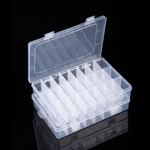 CHANGE MOORE Tackle Box Organizer Box, 2 Pack Clear Storage Box Organizer, 24 Grids Bead Storage Containers, Plastic Storage Box with Dividers, Ar...