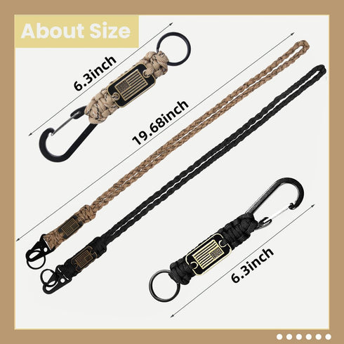 2/4PCS Heavy Duty Paracord Lanyard Keychain with USA Flag, Braided key lanyard for keys for men Long/Short Keychain...