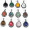 LHJ 4 Pcs Natural Stone Pendants Waterdrop Shape Mixed Crystal Agate Stone Charms Hollow Alloy Base for Jewelry Making Necklace Earrings...