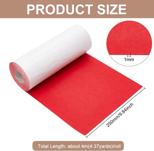 BENECREAT 13 Feet Red Self Adhesive Felt Fabric 10 x 157 Inch Large Felt Fabric Roll Shelf Liner for DIY Costume Making Jewelry Box Drawer Liner V...