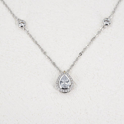 Sterling Silver Waterdrop Pear Shape Pendant Droplet Necklace...