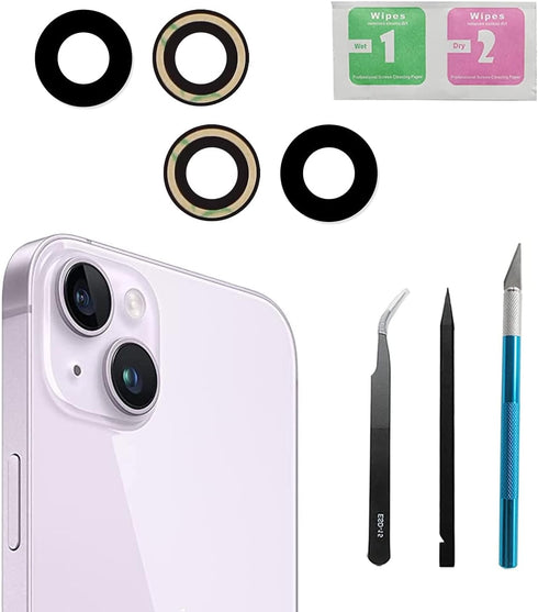 Dogxiong 2pcs/Set Rear Back Camera Glass Lens Replacement for iPhone 14 for iPhone 14 Plus Glass Camera Lens Covers Replacement with Adhesive Prei...