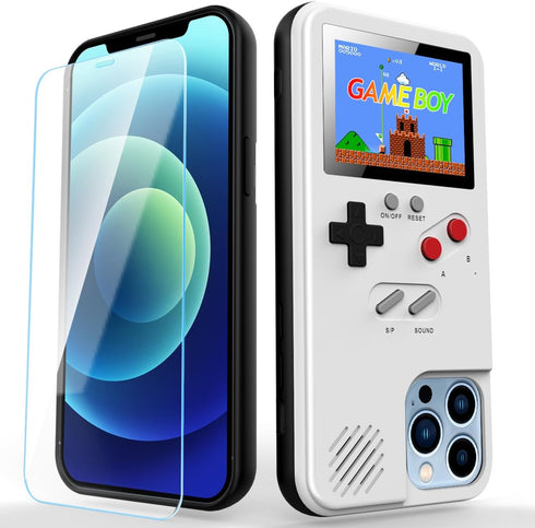 Gameboy Phone Case for iphone 11 with Tempered Glass Phone Screen Protector,Full Color Display 36 Retro Classic Games, Protective Cover Self-Power...