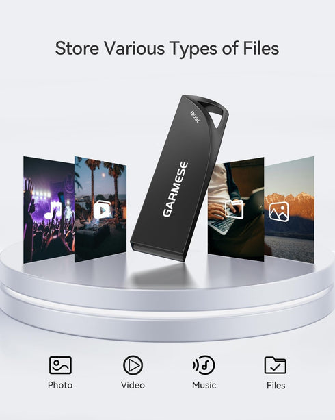 16GB USB Flash Drives 5 Pack Waterproof Metal USB Memory Stick Slim USB 2.0 Flash Drive, Portable Pen Drive Thumb Drive with Keychain Hole Jump Dr...