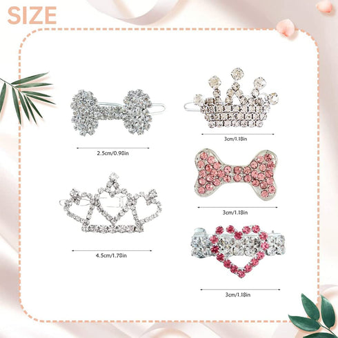 DaFuEn Dog Hair Clips Hair Bows for Small Dogs Puppy Crown Barrettes Girl Dog Tiara Crystal Rhinestone Dog Hair Accessories for Chihuahua Yorkie S...