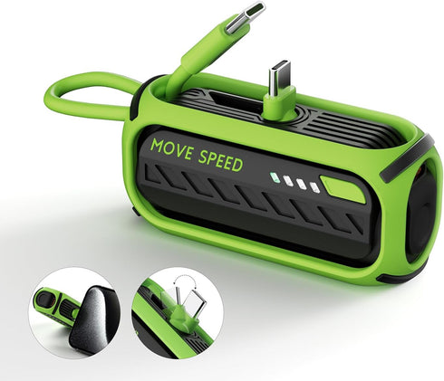 MOVE SPEED Portable Charger 5000mAh, PD 20W & QC 22.5W Fast Charging, Foldable Type-C Plug, with Built-in Cable, 18W Input, Power Bank Compatible ...