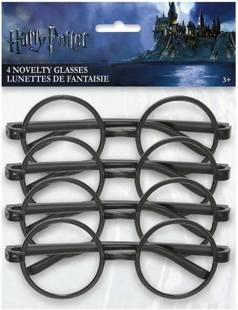 Unique Authentic Black Harry Potter Glasses - Pack of 4 - Magical Cosplay & Enchanting Style - Perfect for Costume Parties...