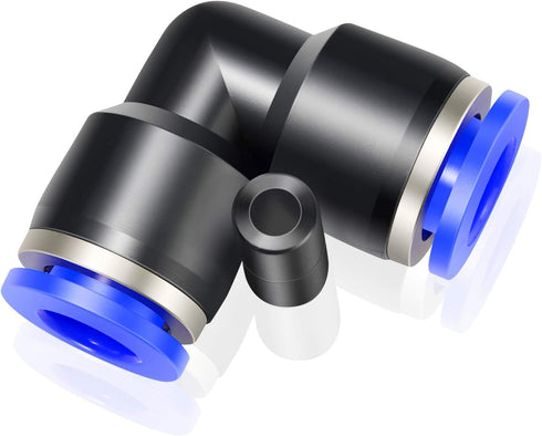 TAILONZ PNEUMATIC Blue Elbow 2 Ways - 10MM Tube OD 90 Push to Connect Tube Quick Fittings Push Lock PV-10 (Pack of 2)...