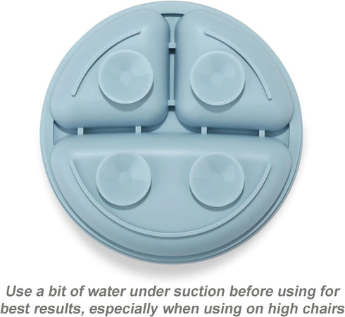 PandaEar Divided Unbreakable Silicone Baby and Toddler Plates - 3 Pack - Non-Slip - Dishwasher and Microwave Safe - Silicone (Blue Green Brown)...