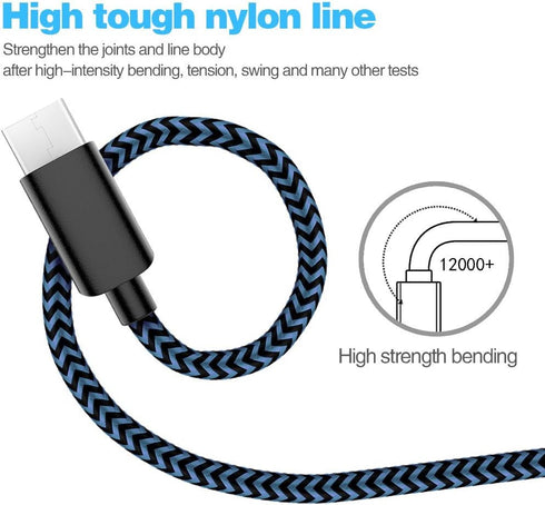 5Pack (3/3/6/6/10FT) Fast Charging 3A USB-C to USB-A Cable Rapid Charger Quick Cord Compatible Samsung Galaxy S10 S9 S8 Plus, Note 10 9 8, LG V50 ...
