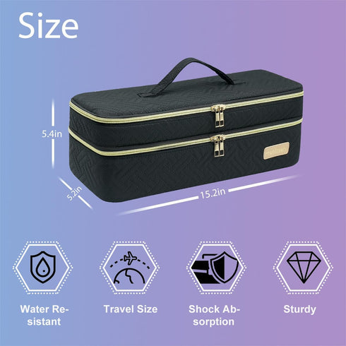 Double-layer Hair Tools Travel Bag with Heat Resistant Mat for Revlon One-Step Hair Dryer, Water Resistant Carrying Case for Shark Flexstyle and D...