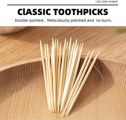 HOPELF 1200 Count Bamboo Toothpicks for Appetizer, Olive, Barbecue, Fruit, Cocktail,Teeth Cleaning,Double-Points Wooden Toothpick....