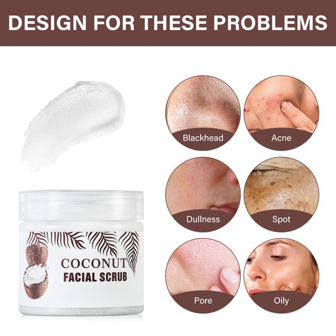 Facial Scrub Exfoliator, Exfoliating Facial Wash with coconut oil, Premium Organic Body Scrub, Ultra Hydrating and Exfoliating Scrub for Nourishin...