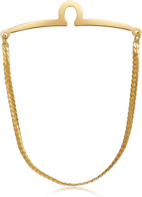 Yoursfs Tie Clip Chain 18K Gold Plated Single Loop Tie Chain Sets for Men Best Gift Personalized...