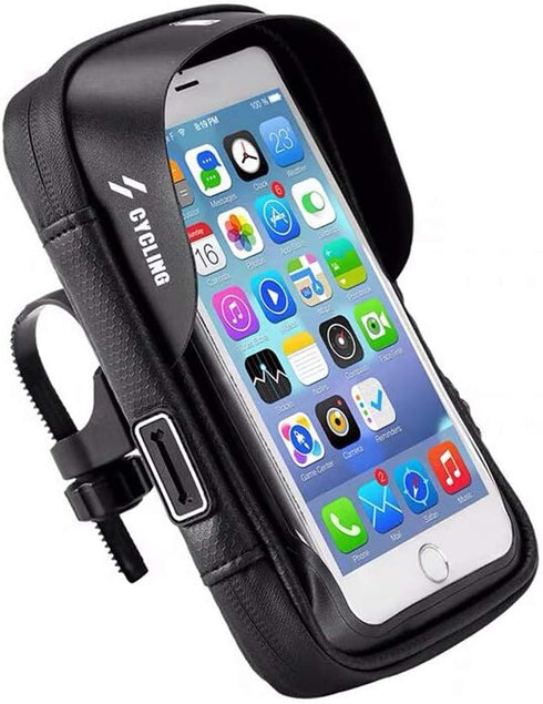 360° Rotatable Bike Phone Mount Bag Waterproof Bicycle Cell Phone Case Holder Touch Screen Handlebar Bag Pouch for iPhone 15 14 13 12 11 XR XS Max...