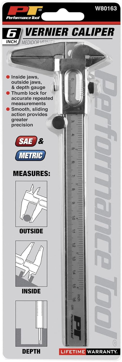 Performance Tool W80163 6-Inch Non Digital Vernier Calipers Set...