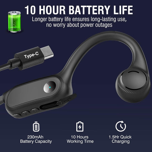 Bone Conduction Headphones, 2023 Upgraded Open-Ear Wireless Bluetooth Sports Headphones with Mic, 10Hr Playtime, Bluetooth 5.2 Wireless Earphones ...