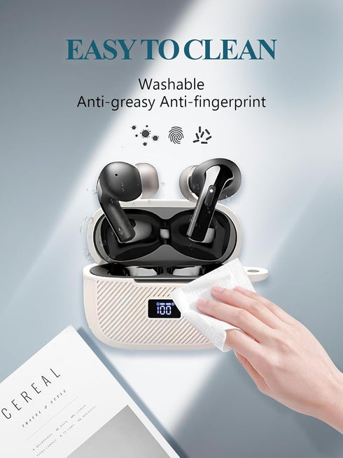 Case Cover for TOZO T20 Wireless Earbuds Bluetooth Headphones,Protective Soft Silicone Skin Case Cover Shock-Absorbing Protective Case with Keycha...