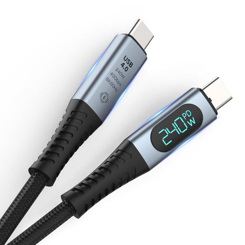 USB 4 Cable with LED Display, 3.3ft USB C 240W Fast Charging Cable with 8K@60Hz 40Gbps Data Transfer USB C Cable Compatible with iPhone15,MacBook,...