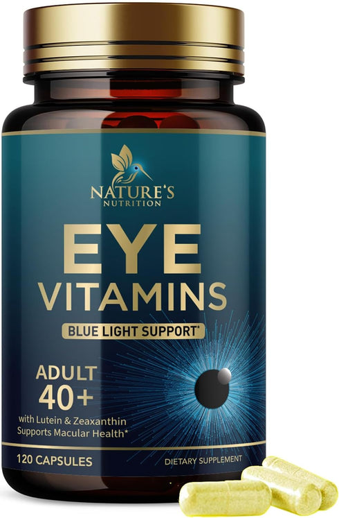 Eye Vitamins & Mineral Supplement, Contains Lutein, Zeaxanthin, Bilberry & Zinc, Supports Eye Strain, Vision Macular Health & Dry Eyes for Adults ...