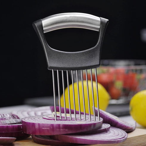 Onion Cut Tomato Slicer Lemon Handy Kitchen Slicing Tool With 10 Even Prongs For Onion Lemon Potato Tomato Slices And Can Be Used To Assist In Cut...