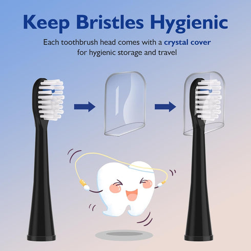 Toothbrush Heads Replacements for Water-Pik Sonic Fusion and Sonic Fusion 2.0, SF01, SF02, SF03 & SF04, Transparent Bristles, Original Shape with ...