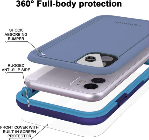 for iPhone 11 Waterproof Case 6.1 Screen Protector Underwater Shockproof Full-Body Dustproof Rugged Case for Aplle iPhone 11 (Navy Blue)...