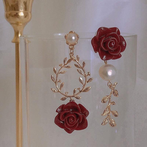 Fuqimanman2020 3PcsRose Flower Jewelry Red White Rose Bluebell Flower Long Necklaces Flower Dangle Earrings Rose Bluebell Bracelet Jewelry Sets Fo...