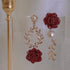 Fuqimanman2020 3PcsRose Flower Jewelry Red White Rose Bluebell Flower Long Necklaces Flower Dangle Earrings Rose Bluebell Bracelet Jewelry Sets Fo...