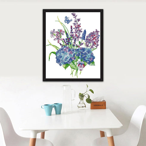 Rosyfoxes Cross Stitch Kits Stamped Full Range of Embroidery Starter Kits for Beginners DIY 14CT 2 Strands - Hydrangea 8 (Printed) 29×34cm...