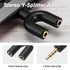 Headphone Audio Y-Splitter Adapter, 3.5mm Male Stereo Jack to 2 Port 3.5mm Female Adapter, Adapter Compatible with Headset, Earphone, for iPhone, ...