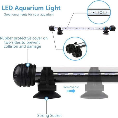 MLJ LED Aquarium Light, 7-44 Inch Waterproof Fish Light White with Blue, RGB Underwater Lamp Submersible LED Light for Fish Tank...