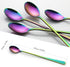 IQCWOOD Long Handle Iced Tea Spoons, Coffee Stirrers, 9-Inch Coffee Spoons, Rainbow Stainless Steel Ice Tea Spoons Stirrers Spoons Ice Cream Spoon...
