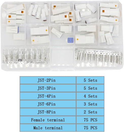 19 Sets Automotive Connectors JST02R-JWPF-VSLE 2/3/4/6/8 Pin Waterproof Connectors Male and Female...