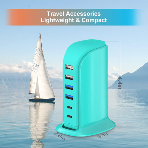 USB Charger Block Upoy, Charging Station for Multiple Devices Apple, USB Hub Power Strip Multiple Ports, Power Block Adapter for Phone, Tablet, Ea...