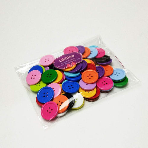 Libiline 100pcs Resin Button Solid Color 4Holes Craft Clothe Sewing Card Making Sweater Shirt (Multi-Color, 3/4"(20mm))...