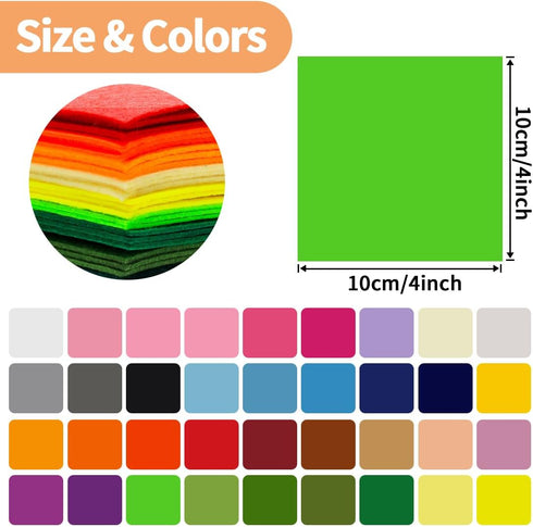 108pcs Felt Sheets, 4"x4", 36 colors, Felt Fabric Sheets, Nonwoven Felt for DIY and Sewing Projects, Square Felt....
