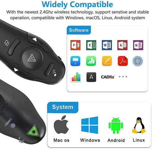 Presentation Clicker for PowerPoint Presentation Remote, RF 2.4GHz Wireless Presenter Remote USB Google Slide Advancer PPT PowerPoint Clicker for ...
