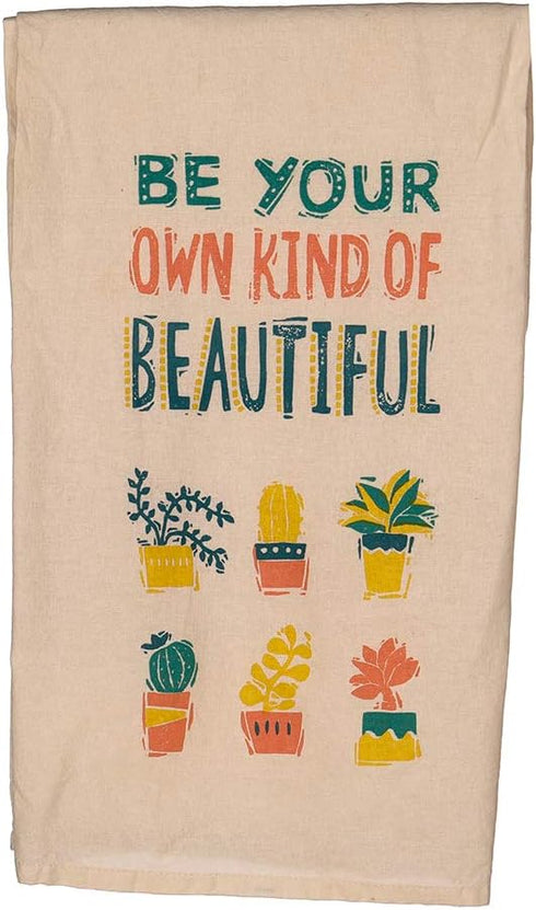 Primitives by Kathy Kitchen Dish Towel Set, Be Your Own Kind Of Beautiful, Cactus-Patterned Towels, 28" Square Dishtowels...