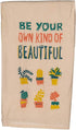 Primitives by Kathy Kitchen Dish Towel Set, Be Your Own Kind Of Beautiful, Cactus-Patterned Towels, 28" Square Dishtowels...