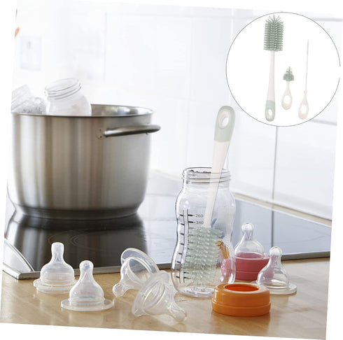 Cleaning Brush Set Baby Suits Childrens Water Scrub Brush Milk Bottle Cleaner Baby Kids Bottle Brush Silicone Baby Bottle Water Cup to Rotate Food...