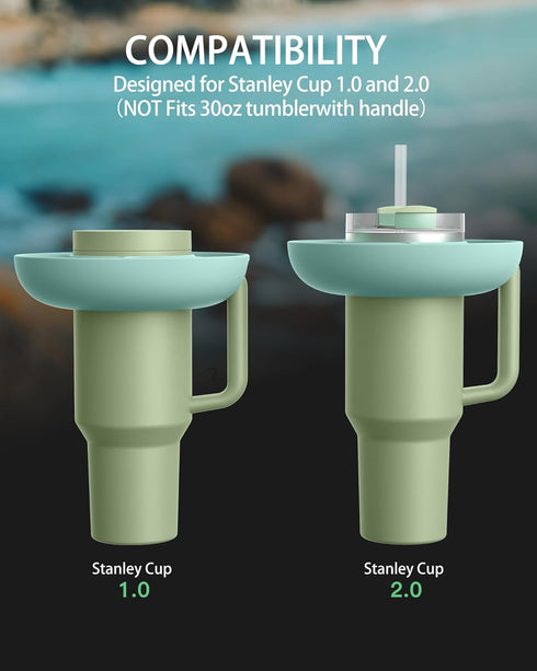 ALIENSX Snack Bowl for Stanley 40 oz Tumbler with Handle, Reusable Snack Ring for Stanley 40oz Cup, Silicone Snack Tray Bowl with Four Compartment...
