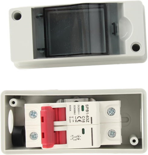 Miniature Circuit Breaker for Solar Panels Outdoor Waterproof Solar Disconnect Switch with IP65 Rating DIN Rail Enclosure and RV Breaker Box for D...